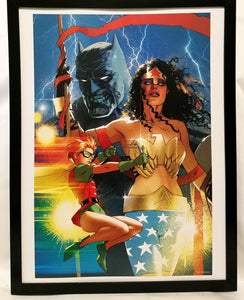 Batman Dark Knight, Robin & Wonder Woman FRAMED 12x16 Art Print Poster DC Comics