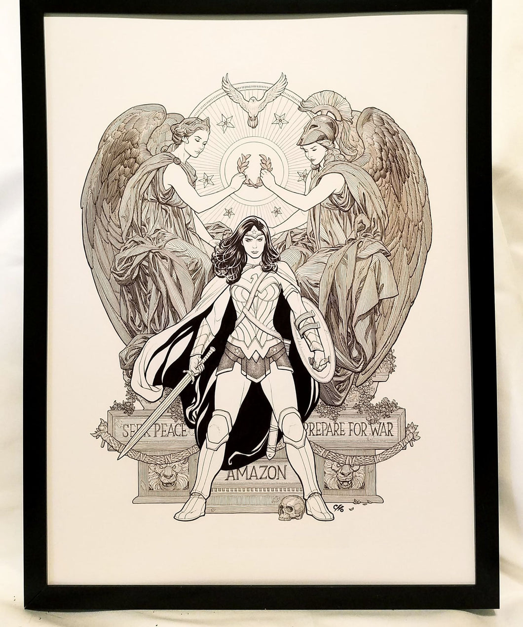 Wonder Woman B&W by Frank Cho FRAMED 12x16 Art Print DC Comics Poster