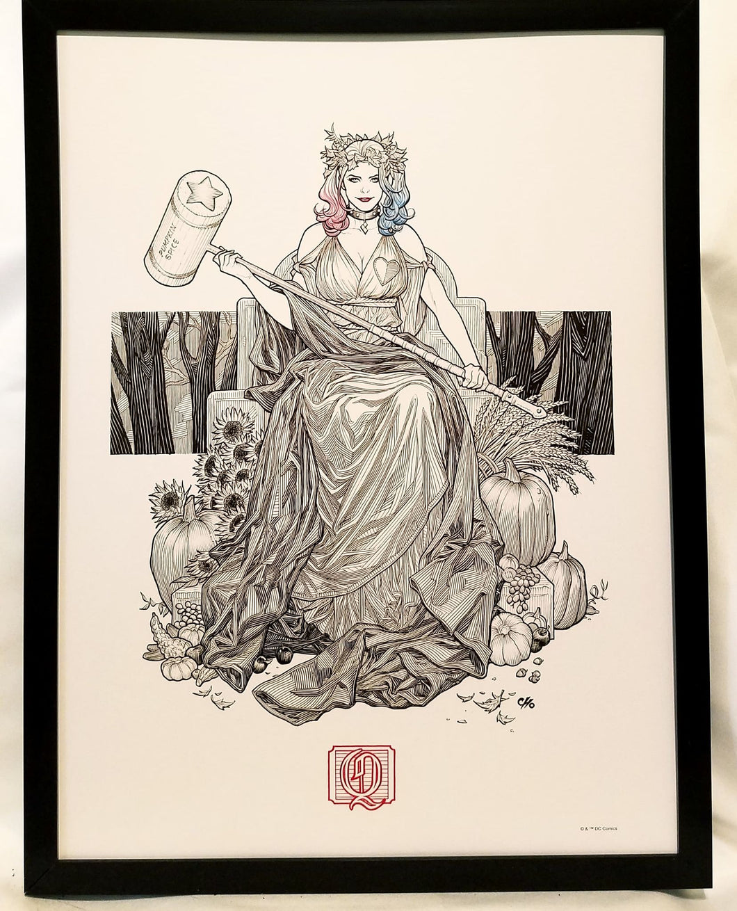 Harley Quinn B&W by Frank Cho FRAMED 12x16 Art Print DC Comics Poster