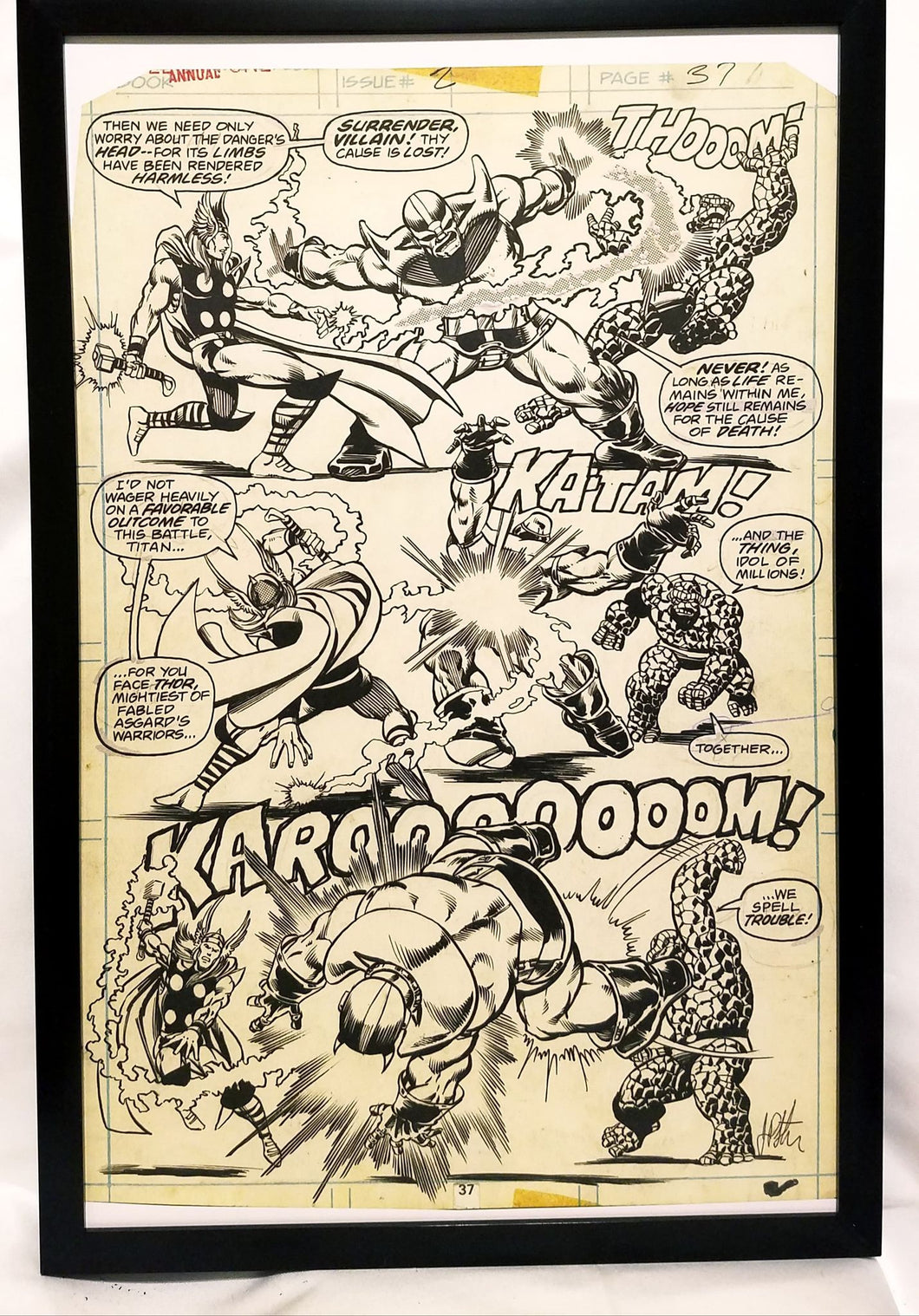 Marvel Two-In-One Annual #2 pg. 37 by Jim Starlin 11x17 FRAMED Original Art Poster Comics