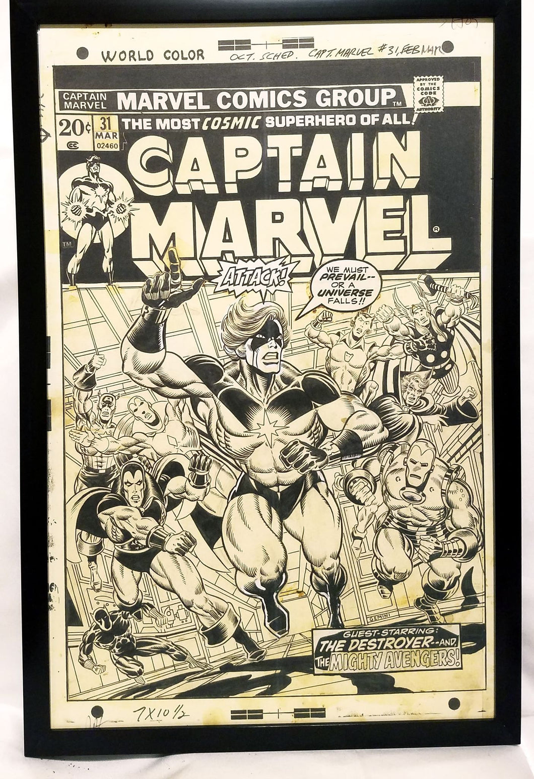 Captain Marvel #31 w/ Avengers by Jim Starlin 11x17 FRAMED Original Art Poster Comics