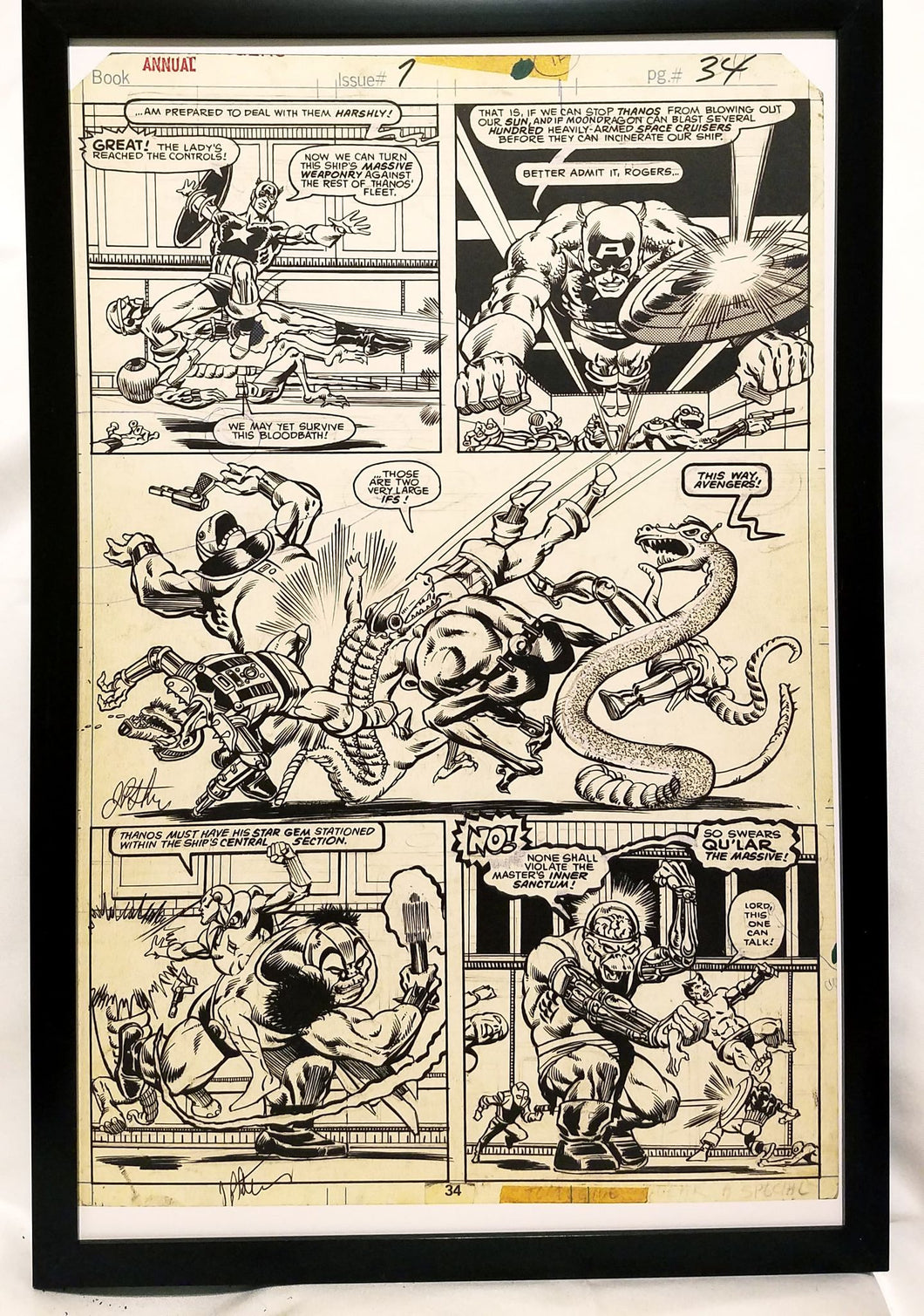 Avengers Annual #7 pg. 34 by Jim Starlin 11x17 FRAMED Original Art Poster Marvel Comics