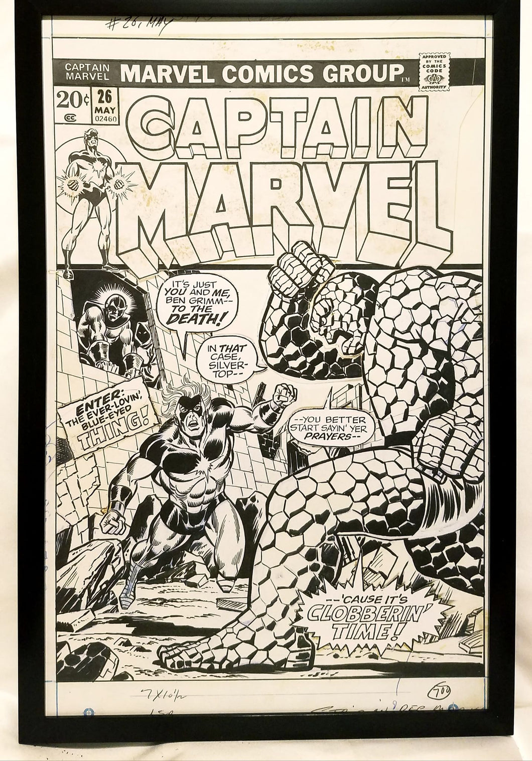 Captain Marvel #26 vs. Thing by Jim Starlin 11x17 FRAMED Original Art Poster Comics