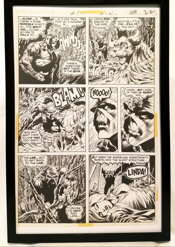 Swamp Thing #1 pg. 19 by Bernie Wrightson 11x17 FRAMED Original Art Poster DC Comics