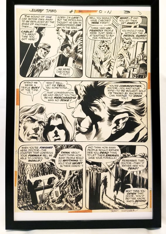 Swamp Thing #1 pg. 7 by Bernie Wrightson 11x17 FRAMED Original Art Poster DC Comics