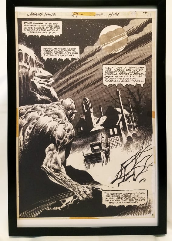 Swamp Thing #4 pg. 4 by Bernie Wrightson 11x17 FRAMED Original Art Poster DC Comics