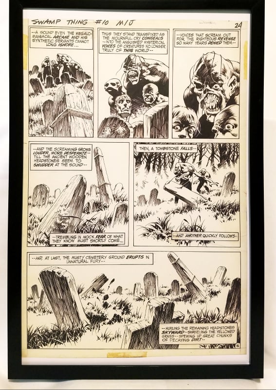 Swamp Thing #10 pg. 16 by Bernie Wrightson 11x17 FRAMED Original Art Poster DC Comics