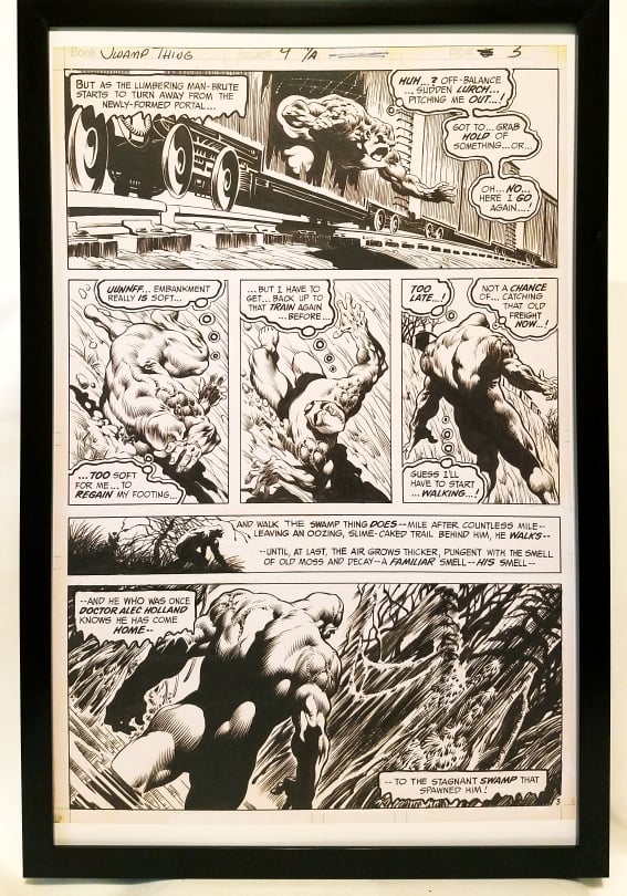 Swamp Thing #9 pg. 3 by Bernie Wrightson 11x17 FRAMED Original Art Poster DC Comics