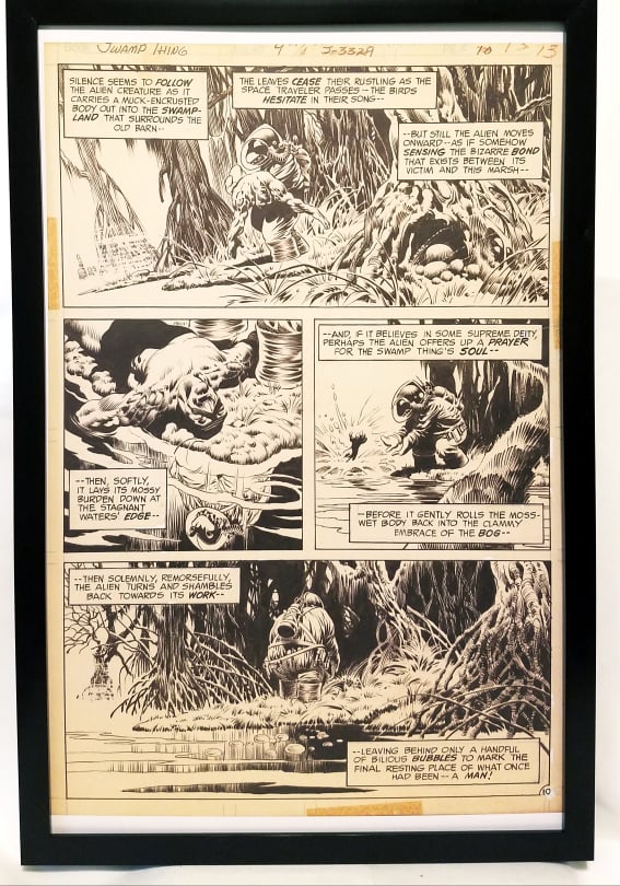 Swamp Thing #9 pg. 10 by Bernie Wrightson 11x17 FRAMED Original Art Poster DC Comics