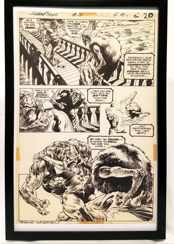 Swamp Thing #3 pg. 16 by Bernie Wrightson 11x17 FRAMED Original Art Poster DC Comics
