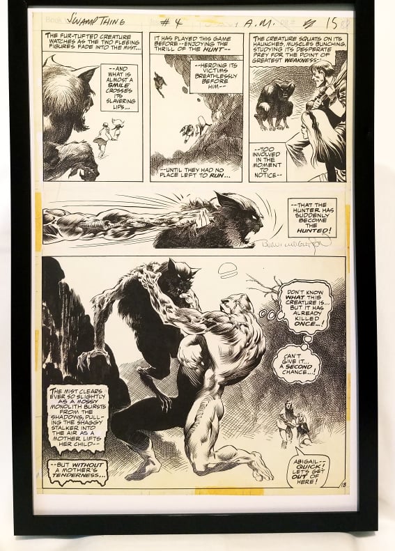 Swamp Thing #4 pg. 13 by Bernie Wrightson 11x17 FRAMED Original Art Poster DC Comics
