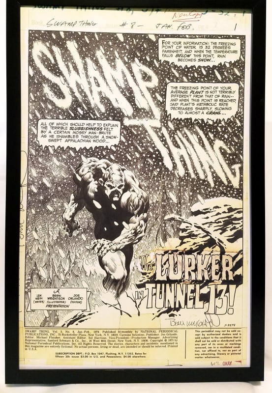 Swamp Thing #8 pg. 1 by Bernie Wrightson 11x17 FRAMED Original Art Poster DC Comics