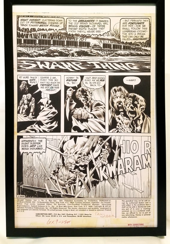 Swamp Thing #9 pg. 1 by Bernie Wrightson 11x17 FRAMED Original Art Poster DC Comics