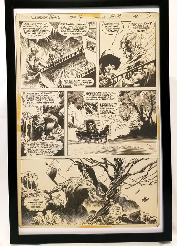 Swamp Thing #4 pg. 3 by Bernie Wrightson 11x17 FRAMED Original Art Poster DC Comics