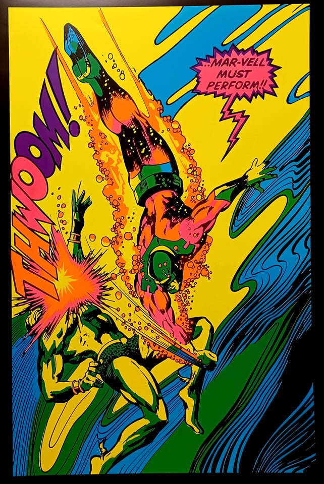 Namor vs. Captain Marvel 20x30 Black Light Art Print Comics Poster Third Eye