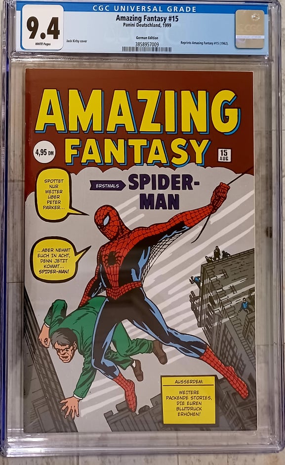 Amazing Fantasy #15 German Facsimile Edition CGC 9.4 - 1st Spider-Man (Marvel Comics)