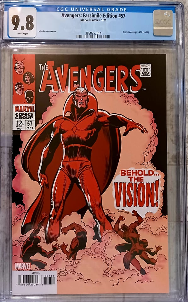 Avengers #57 Facsimile Edition CGC 9.8 - 1st Vision (Marvel Comics)
