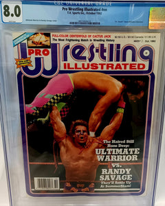 Pro Wrestling Illustrated Magazine Oct 1992 CGC 8.0 Randy Savage vs Ultimate Warrior WWF
