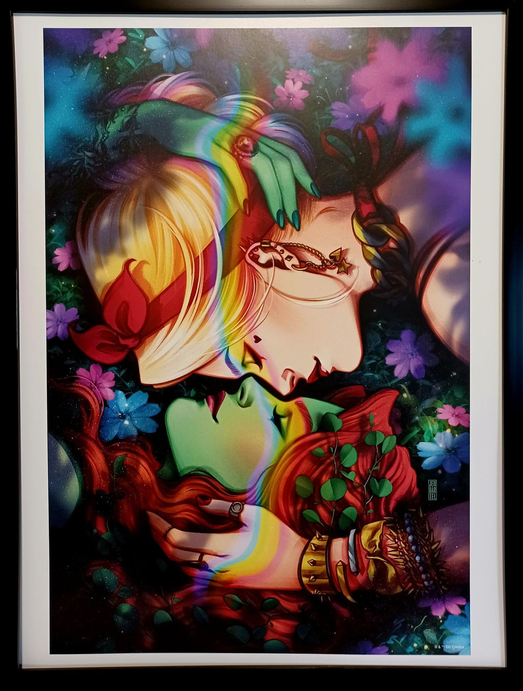 Harley Quinn Poison Ivy by Jen Bartel FRAMED 12x16 LGBTQ Art Print DC Gay Pride Comics Poster