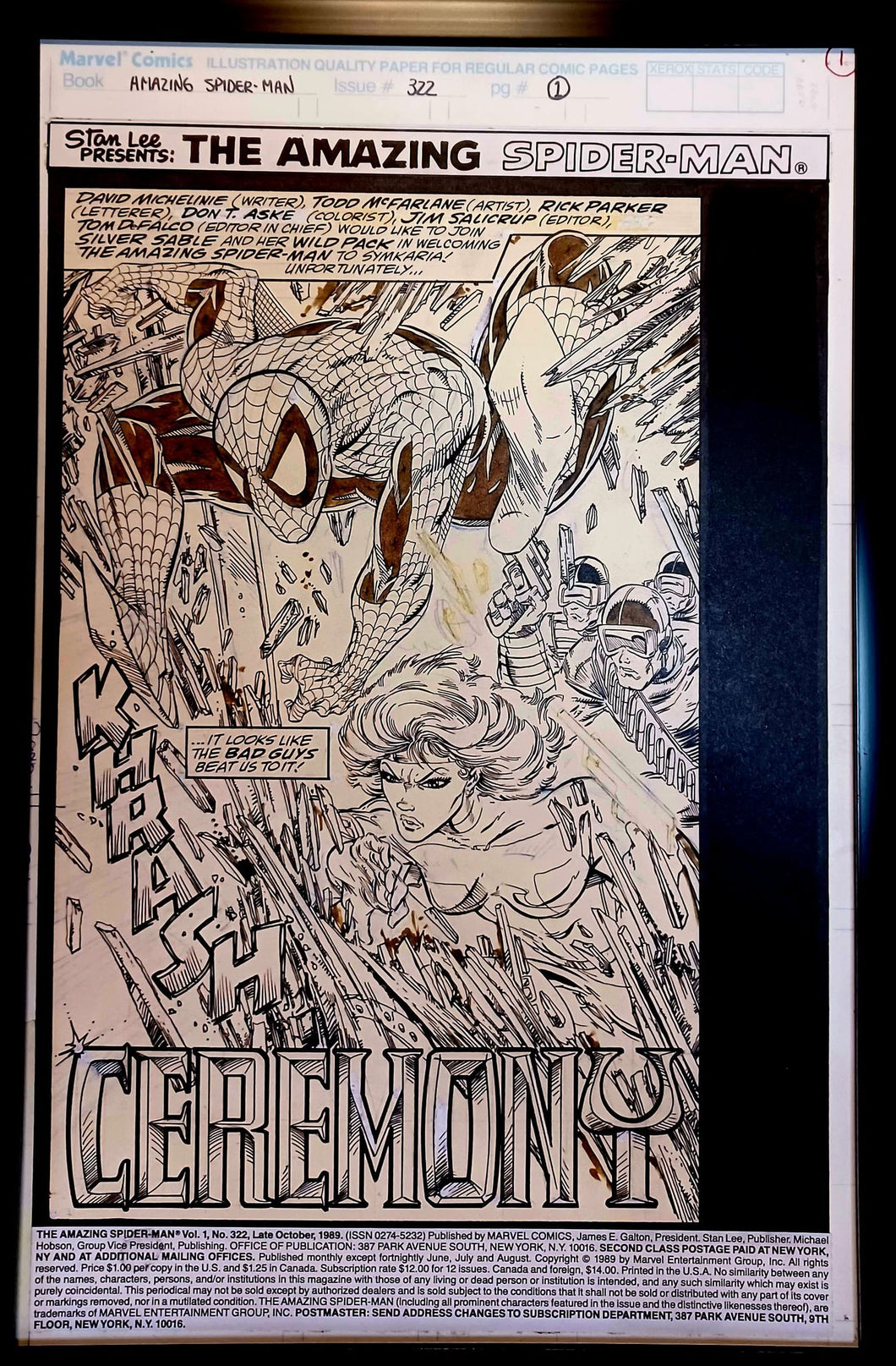 Amazing Spider-Man #322 pg. 1 by Todd McFarlane 11x17 FRAMED Original Art Print Comic Poster
