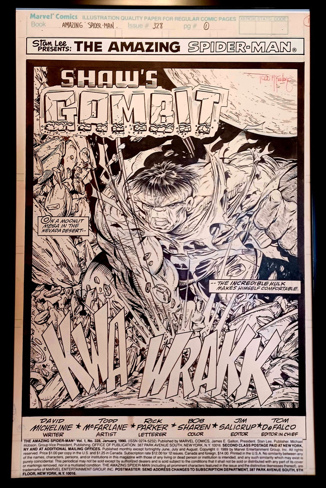 Amazing Spider-Man #328 pg. 1 by Todd McFarlane 11x17 FRAMED Original Art Print Comic Poster