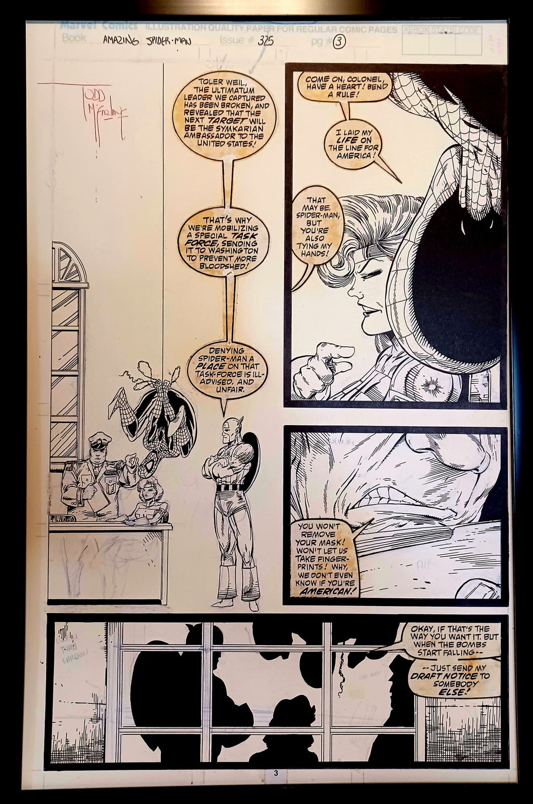 Amazing Spider-Man #325 pg. 3 by Todd McFarlane 11x17 FRAMED Original Art Print Comic Poster