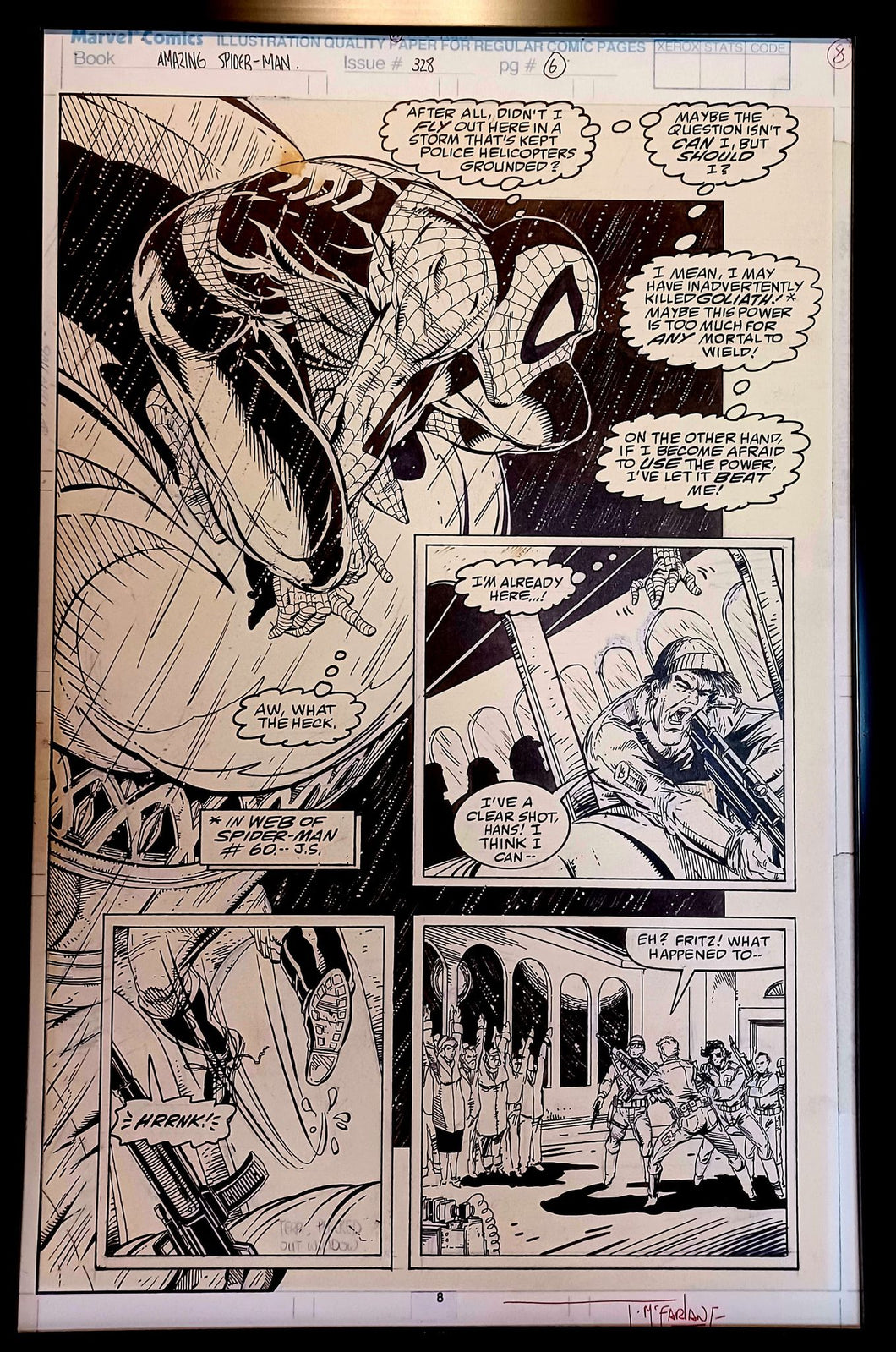 Amazing Spider-Man #328 pg. 6 by Todd McFarlane 11x17 FRAMED Original Art Print Comic Poster