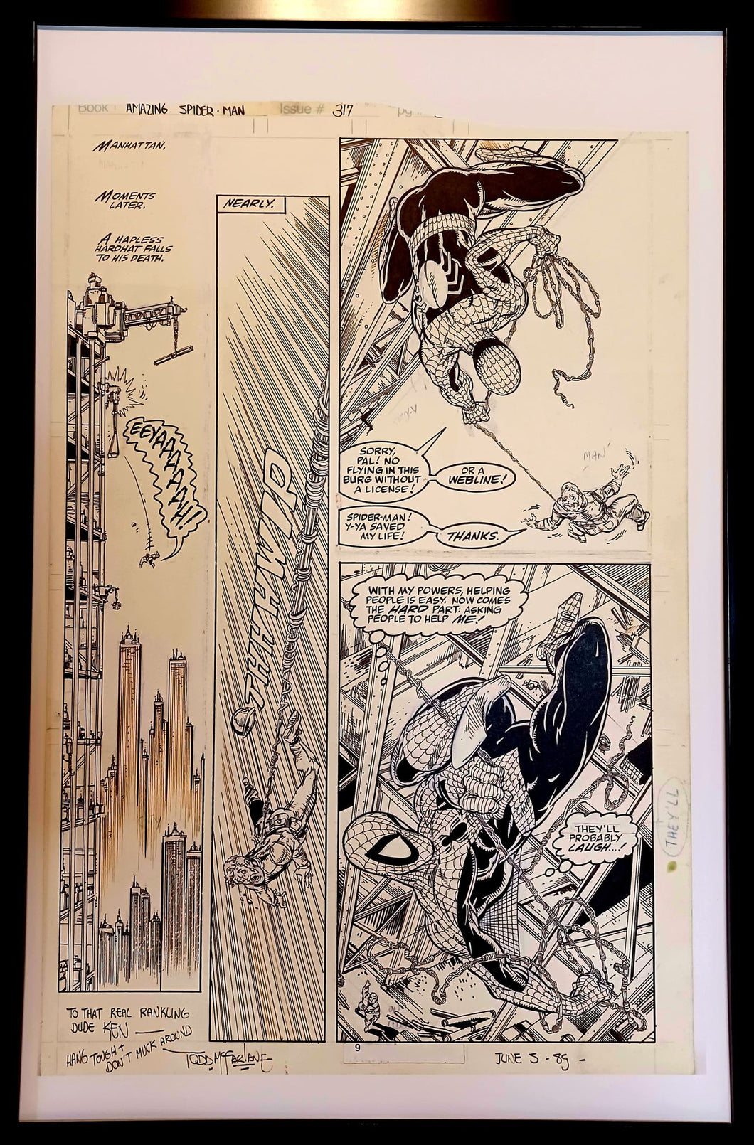 Amazing Spider-Man #317 pg. 7 by Todd McFarlane 11x17 FRAMED Original Art Print Comic Poster