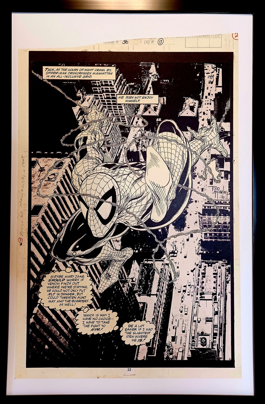 Amazing Spider-Man #316 pg. 17 by Todd McFarlane 11x17 FRAMED Original Art Print Comic Poster