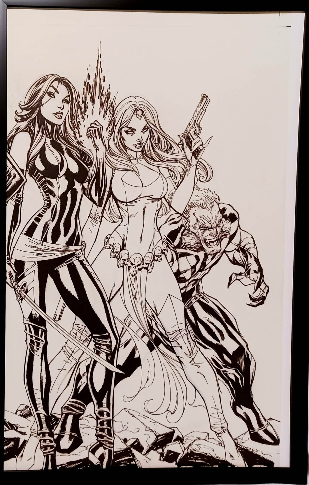 X-Men Psylocke Mystique J. Scott Campbell 11x17 FRAMED Original Art Poster Marvel Comics