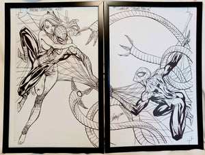 Spider-Man by J. Scott Campbell Variant Set of 2 11x17 FRAMED Original Art Poster Marvel Comics