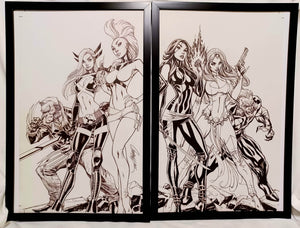 X-Men by J. Scott Campbell Set of 2 11x17 FRAMED Original Art Poster Marvel Comics