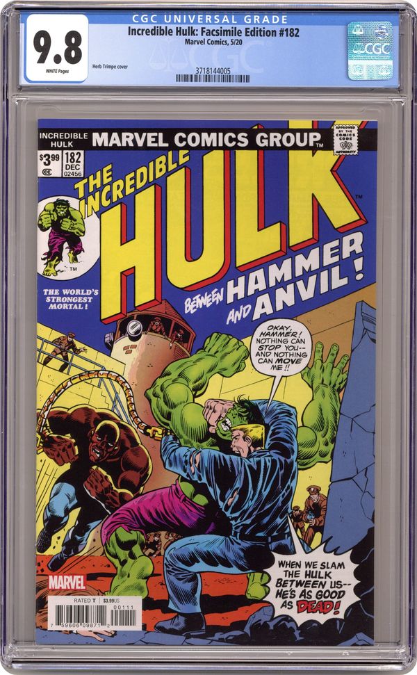 Incredible Hulk Facsimile Edition #182 CGC 9.8 - 2nd app of Wolverine, 1st Hammer Anvil