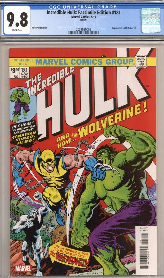 Incredible Hulk #181 Facsimile Edition CGC 9.8 - 1st app. of Wolverine (Marvel Comics)