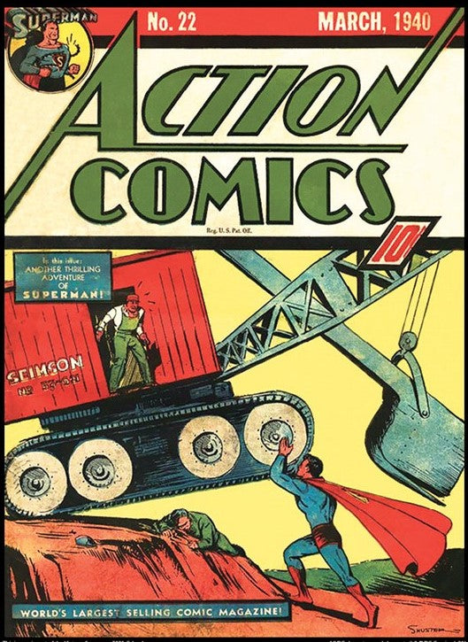 Action Comics #22 Superman 9x12 FRAMED Art Print, Vintage 1940 DC Comics
