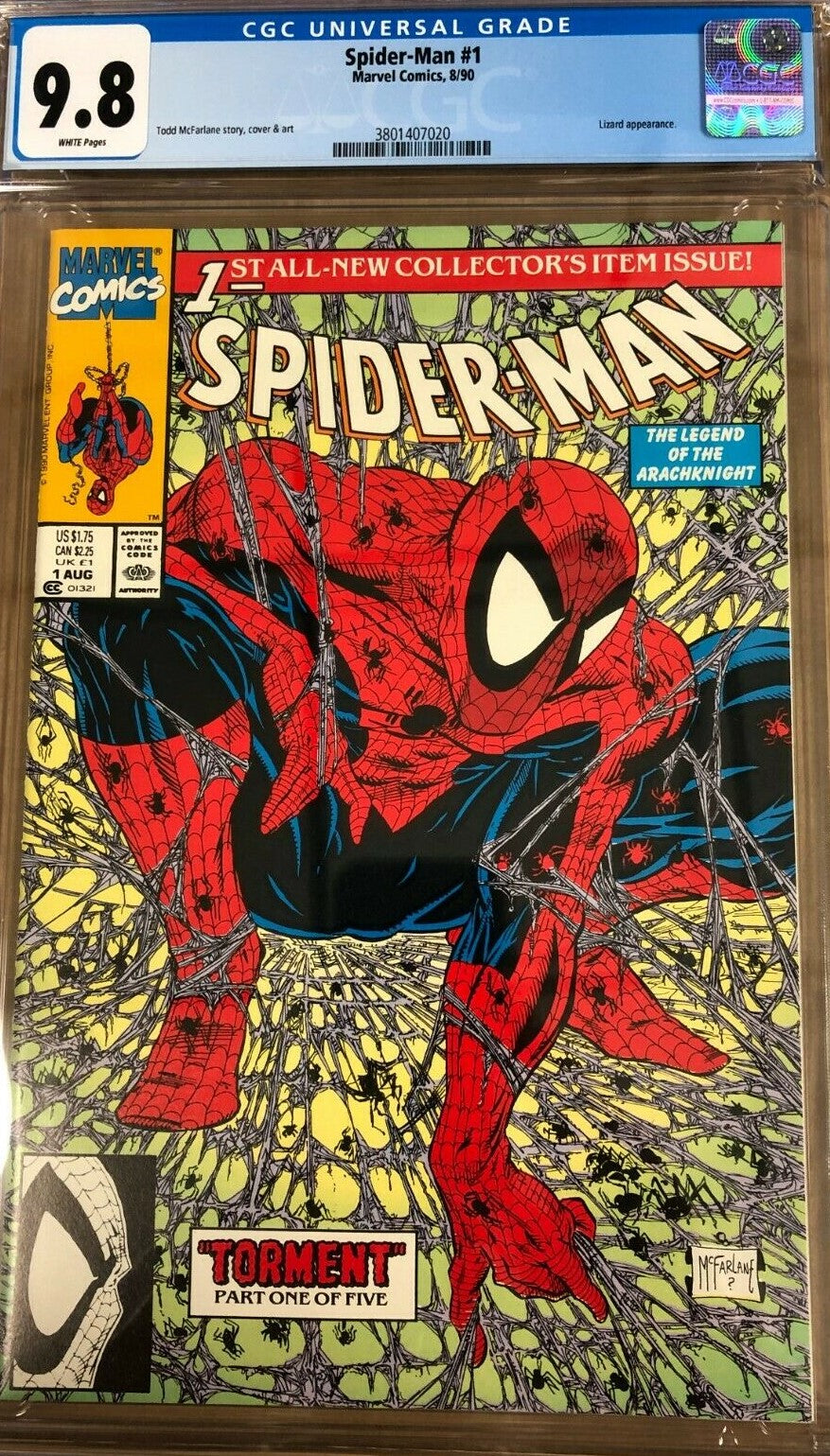 Spider-Man #1 CGC 9.8 - Todd McFarlane Cover & Art (Marvel Comics, 1990)