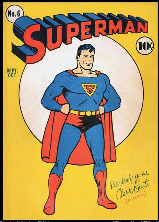 Superman #6 by Joe Shuster 9x12 FRAMED Art Print, Vintage 1940 DC Comics